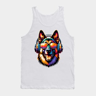 Dutch Shepherd Smiling DJ with Dynamic Tunes Tank Top